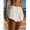 image:imageMakeMeChic Womens Beach Cover Up Shorts Summer Vacation Eyelet Scalloped Boho Mini ShortsWhite