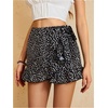 image:imageMakeMeChic Womens Boho Casual Mini Shorts Cute Floral Ruffle Skorts High Waisted Flowy Skirts Summer Vacation ShortsA White and Black