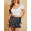 image:imageMakeMeChic Womens Boho Casual Mini Shorts Cute Floral Ruffle Skorts High Waisted Flowy Skirts Summer Vacation ShortsA White and Black
