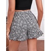 image:imageMakeMeChic Womens Boho Casual Mini Shorts Cute Floral Ruffle Skorts High Waisted Flowy Skirts Summer Vacation ShortsBlack Ditsy Floral
