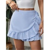 image:imageMakeMeChic Womens Boho Casual Mini Shorts Cute Floral Ruffle Skorts High Waisted Flowy Skirts Summer Vacation ShortsBlue Plain