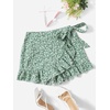 image:imageMakeMeChic Womens Boho Casual Mini Shorts Cute Floral Ruffle Skorts High Waisted Flowy Skirts Summer Vacation ShortsMulti Green