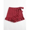 image:imageMakeMeChic Womens Boho Casual Mini Shorts Cute Floral Ruffle Skorts High Waisted Flowy Skirts Summer Vacation ShortsRed