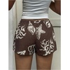 image:imageMakeMeChic Womens Boho Starfish Shorts Drawstring High Waisted Beach Vacation ShortsCoffee Brown