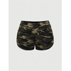image:imageMakeMeChic Womens Camo Micro Shorts Sparkly Rhinestone Ruched Low Rise Skinny Y2k Hot PantsArmy Green