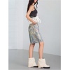 image:imageMakeMeChic Womens Chain Print Jean Shorts Wide Leg Low Waisted Y2k Loose Denim Shorts Jorts StreetwearBlue