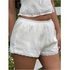 image:imageMakeMeChic Womens Contrast Lace Shorts Elastic Low Waist Lounge Shorts