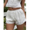 image:imageMakeMeChic Womens Contrast Lace Shorts Elastic Low Waist Lounge Shorts
