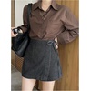 image:imageMakeMeChic Womens Denim Shorts Wrap Tie Wide Leg Summer Y2K Jean Skorts with PocketBlack