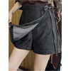 image:imageMakeMeChic Womens Denim Shorts Wrap Tie Wide Leg Summer Y2K Jean Skorts with PocketBlack