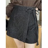 image:imageMakeMeChic Womens Denim Shorts Wrap Tie Wide Leg Summer Y2K Jean Skorts with PocketBlack
