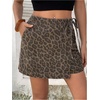 image:imageMakeMeChic Womens Denim Shorts Wrap Tie Wide Leg Summer Y2K Jean Skorts with PocketBrown