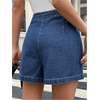image:imageMakeMeChic Womens Denim Shorts Wrap Tie Wide Leg Summer Y2K Jean Skorts with PocketDark Wash