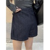 image:imageMakeMeChic Womens Denim Shorts Wrap Tie Wide Leg Summer Y2K Jean Skorts with PocketDark Wash Blue