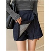 image:imageMakeMeChic Womens Denim Shorts Wrap Tie Wide Leg Summer Y2K Jean Skorts with PocketDark Wash Blue