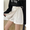 image:imageMakeMeChic Womens Denim Shorts Wrap Tie Wide Leg Summer Y2K Jean Skorts with PocketWhite