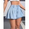 image:imageMakeMeChic Womens Denim Skort Ruffle Jean Y2K Shorts Pleated Flared High Waisted Summer Jort Light Wash 27
