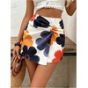 image:imageMakeMeChic Womens Floral Boho Shorts Twist Front Elastic Waist Summer Beach Vacation ShortsFloral Print White