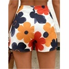 image:imageMakeMeChic Womens Floral Boho Shorts Twist Front Elastic Waist Summer Beach Vacation ShortsFloral Print White