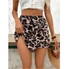 image:imageMakeMeChic Womens Floral Boho Shorts Twist Front Elastic Waist Summer Beach Vacation ShortsLeopard Print Brown