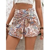 image:imageMakeMeChic Womens Floral Boho Shorts Twist Front Elastic Waist Summer Beach Vacation ShortsMulticolor