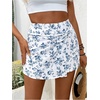 image:imageMakeMeChic Womens Floral Boho Shorts Twist Front Elastic Waist Summer Beach Vacation ShortsWhite