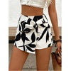 image:imageMakeMeChic Womens Floral Boho Shorts Twist Front Elastic Waist Summer Beach Vacation ShortsWhite and Blakc