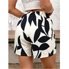 image:imageMakeMeChic Womens Floral Boho Shorts Twist Front Elastic Waist Summer Beach Vacation ShortsWhite and Blakc