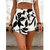 image:imageMakeMeChic Womens Floral Boho Shorts Twist Front Elastic Waist Summer Beach Vacation ShortsWhite and Blakc