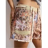 image:imageMakeMeChic Womens Floral Cheetah Print Denim Shorts Raw Trim Drawstring Wide Leg Boho JortsKhaki