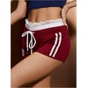 image:imageMakeMeChic Womens Floral Lace Number Print Shorts Drawstring Workout Track ShortsRed