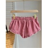 image:imageMakeMeChic Womens Gingham Plaid Shorts Bow Front Frill Trim Ruffle Y2K Mini Pajama ShortsRed
