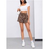 image:imageMakeMeChic Womens Gingham Ruffle Lounge Shorts Elastic High Waist Pajamas Boxer ShortsLeopard Multi N
