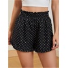 image:imageMakeMeChic Womens Gingham Ruffle Lounge Shorts Elastic High Waist Pajamas Boxer ShortsPolka Dots Black