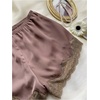 image:imageMakeMeChic Womens Lace Micro Mini Shorts Low Rise Satin Silk Summer Coquette Lounge ShortsBrown