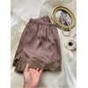 image:imageMakeMeChic Womens Lace Micro Mini Shorts Low Rise Satin Silk Summer Coquette Lounge ShortsBrown