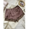 image:imageMakeMeChic Womens Lace Micro Mini Shorts Low Rise Satin Silk Summer Coquette Lounge ShortsBrown