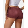 image:imageMakeMeChic Womens PU Leather Micro Shorts Lace Up Ruched Low Waist Belted Y2K Rave Going Out Shorts Concert OutfitsBurgundy