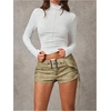 image:imageMakeMeChic Womens PU Leather Micro Shorts Lace Up Ruched Low Waist Belted Y2K Rave Going Out Shorts Concert OutfitsLight Green