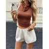 image:imageMakeMeChic Womens Satin Lace Micro Shorts Wide Leg Elastic Waist Low Waisted Elegant Coquette ShortsWhite
