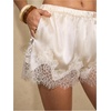 image:imageMakeMeChic Womens Satin Lace Shorts Summer Wide Leg Lounge Pajama Silk Mini ShortsApricot
