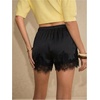image:imageMakeMeChic Womens Satin Lace Shorts Summer Wide Leg Lounge Pajama Silk Mini ShortsBlack