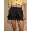 image:imageMakeMeChic Womens Satin Lace Shorts Summer Wide Leg Lounge Pajama Silk Mini ShortsBlack