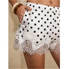 image:imageMakeMeChic Womens Satin Lace Shorts Summer Wide Leg Lounge Pajama Silk Mini ShortsBlack and White