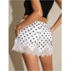 image:imageMakeMeChic Womens Satin Lace Shorts Summer Wide Leg Lounge Pajama Silk Mini ShortsBlack and White