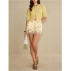 image:imageMakeMeChic Womens Satin Lace Shorts Summer Wide Leg Lounge Pajama Silk Mini ShortsLight Yellow