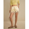 image:imageMakeMeChic Womens Satin Lace Shorts Summer Wide Leg Lounge Pajama Silk Mini ShortsLight Yellow