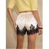 image:imageMakeMeChic Womens Satin Lace Shorts Summer Wide Leg Lounge Pajama Silk Mini ShortsMulticolor