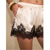 image:imageMakeMeChic Womens Satin Lace Shorts Summer Wide Leg Lounge Pajama Silk Mini ShortsMulticolor