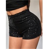 image:imageMakeMeChic Womens Sequin Shorts Sparkly Y2K Party Glitter Elastic Waist Mini ShortsBlack